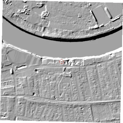 Shaded relief map of the ground around SW148HJ, computed from Environment Agency LiDAR. The ground here sits at about 5 m above sea level and falls 9 m across the surrounding 800 m. Surface water reaching this point runs off ground lying to the south-east, 5.7 m higher.