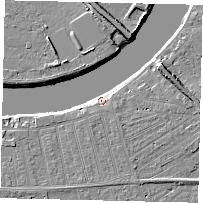 Shaded relief map of the ground around SW148SW, computed from Environment Agency LiDAR. The ground here sits at about 5 m above sea level and falls 9 m across the surrounding 800 m. Surface water reaching this point runs off ground lying to the south-east, 5.5 m higher.