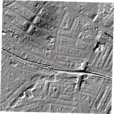 Shaded relief map of the ground around SW179SF, computed from Environment Agency LiDAR. The ground here sits at about 17 m above sea level and falls 11 m across the surrounding 800 m. Surface water reaching this point runs off ground lying to the east-south-east, 4.2 m higher.