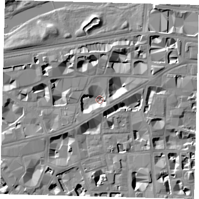 Shaded relief map of the ground around SW1H0AJ, computed from Environment Agency LiDAR. The ground here sits at about -0 m above sea level and falls 8 m across the surrounding 800 m. Surface water reaching this point runs off ground lying to the north-east, 7.0 m higher.