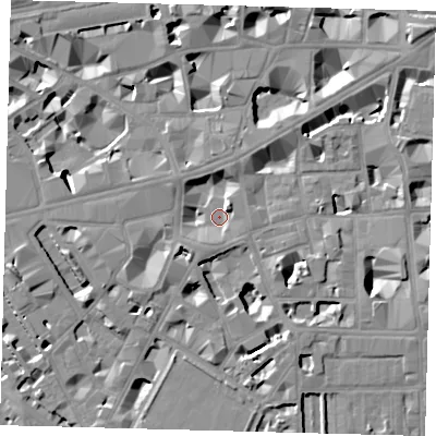 Shaded relief map of the ground around SW1H0HZ, computed from Environment Agency LiDAR. The ground here sits at about 3 m above sea level and falls 9 m across the surrounding 800 m. Surface water reaching this point runs off ground lying to the north-east, 4.2 m higher.