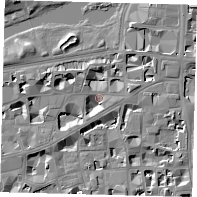 Shaded relief map of the ground around SW1H9LH, computed from Environment Agency LiDAR. The ground here sits at about 3 m above sea level and falls 8 m across the surrounding 800 m. Surface water reaching this point runs off ground lying to the north-east, 7.0 m higher.