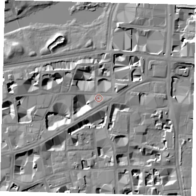 Shaded relief map of the ground around SW1H9LJ, computed from Environment Agency LiDAR. The ground here sits at about 4 m above sea level and falls 10 m across the surrounding 800 m. Surface water reaching this point runs off ground lying to the north-east, 7.0 m higher.