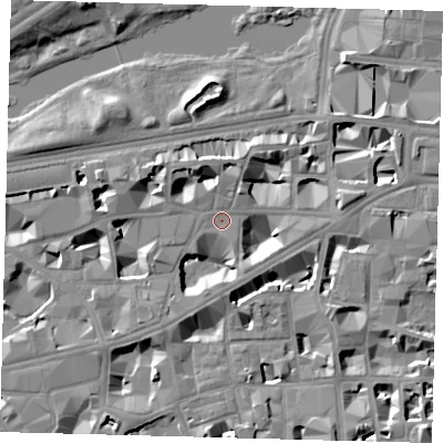 Shaded relief map of the ground around SW1H9LQ, computed from Environment Agency LiDAR. The ground here sits at about 3 m above sea level and falls 8 m across the surrounding 800 m. Surface water reaching this point runs off ground lying to the east-north-east, 7.0 m higher.