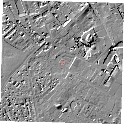 Shaded relief map of the ground around SW62AG, computed from Environment Agency LiDAR. The ground here sits at about 3 m above sea level and falls 13 m across the surrounding 800 m. Surface water reaching this point runs off ground lying to the north-east, 13.1 m higher.