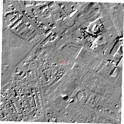 Shaded relief map of the ground around SW62AW, computed from Environment Agency LiDAR. The ground here sits at about 3 m above sea level and falls 13 m across the surrounding 800 m. Surface water reaching this point runs off ground lying to the north-east, 13.1 m higher.