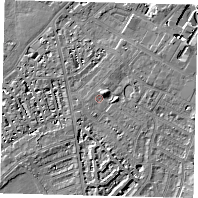 Shaded relief map of the ground around SW62BP, computed from Environment Agency LiDAR. The ground here sits at about 4 m above sea level and falls 8 m across the surrounding 800 m. Surface water reaching this point runs off ground lying to the north-east, 4.0 m higher.