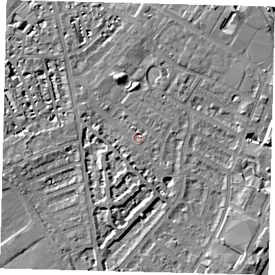 Shaded relief map of the ground around SW62LE, computed from Environment Agency LiDAR. The ground here sits at about 3 m above sea level and falls 10 m across the surrounding 800 m. Surface water reaching this point runs off ground lying to the south-south-west, 5.4 m higher.