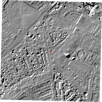 Shaded relief map of the ground around SW62TD, computed from Environment Agency LiDAR. The ground here sits at about 3 m above sea level and falls 13 m across the surrounding 800 m. Surface water reaching this point runs off ground lying to the east-south-east, 6.8 m higher.