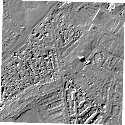 Shaded relief map of the ground around SW62TE, computed from Environment Agency LiDAR. The ground here sits at about 3 m above sea level and falls 7 m across the surrounding 800 m. Surface water reaching this point runs off ground lying to the east-north-east, 6.8 m higher.