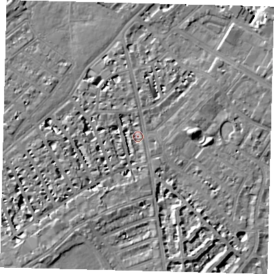 Shaded relief map of the ground around SW62TF, computed from Environment Agency LiDAR. The ground here sits at about 3 m above sea level and falls 8 m across the surrounding 800 m. Surface water reaching this point runs off ground lying to the east, 6.8 m higher.