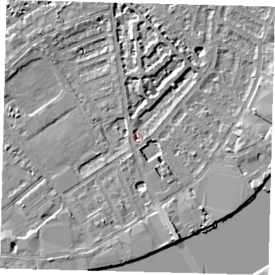 Shaded relief map of the ground around SW62TX, computed from Environment Agency LiDAR. The ground here sits at about 3 m above sea level and falls 9 m across the surrounding 800 m. Surface water reaching this point runs off ground lying to the south-south-east, 7.2 m higher.