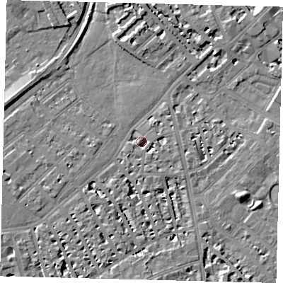 Shaded relief map of the ground around SW63TR, computed from Environment Agency LiDAR. The ground here sits at about 3 m above sea level and falls 8 m across the surrounding 800 m. Surface water reaching this point runs off ground lying to the south-south-west, 4.0 m higher.