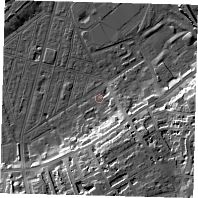 Shaded relief map of the ground around SW83BB, computed from Environment Agency LiDAR. The ground here sits at about 2 m above sea level and falls 18 m across the surrounding 800 m. Surface water reaching this point runs off ground lying to the south-east, 12.0 m higher.