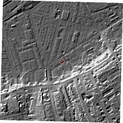 Shaded relief map of the ground around SW83BS, computed from Environment Agency LiDAR. The ground here sits at about 2 m above sea level and falls 20 m across the surrounding 800 m. Surface water reaching this point runs off ground lying to the south-south-east, 18.6 m higher.