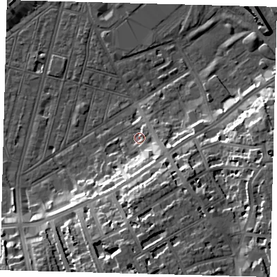 Shaded relief map of the ground around SW83BW, computed from Environment Agency LiDAR. The ground here sits at about 3 m above sea level and falls 18 m across the surrounding 800 m. Surface water reaching this point runs off ground lying to the south-east, 11.6 m higher.