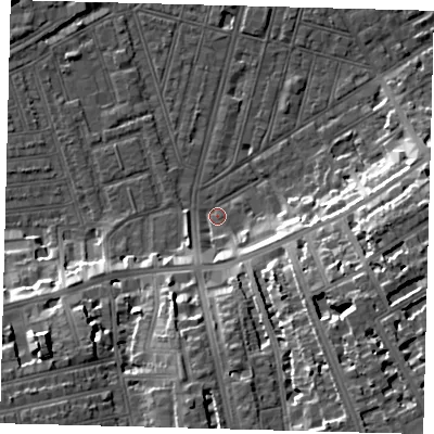 Shaded relief map of the ground around SW83BX, computed from Environment Agency LiDAR. The ground here sits at about 3 m above sea level and falls 20 m across the surrounding 800 m. Surface water reaching this point runs off ground lying to the south-south-east, 18.9 m higher.