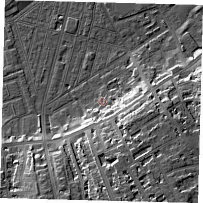 Shaded relief map of the ground around SW83DG, computed from Environment Agency LiDAR. The ground here sits at about 3 m above sea level and falls 20 m across the surrounding 800 m. Surface water reaching this point runs off ground lying to the south-south-east, 16.9 m higher.