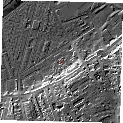 Shaded relief map of the ground around SW83DL, computed from Environment Agency LiDAR. The ground here sits at about 3 m above sea level and falls 19 m across the surrounding 800 m. Surface water reaching this point runs off ground lying to the south-south-east, 16.0 m higher.