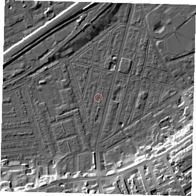 Shaded relief map of the ground around SW83PE, computed from Environment Agency LiDAR. The ground here sits at about 2 m above sea level and falls 18 m across the surrounding 800 m. Surface water reaching this point runs off ground lying to the west-south-west, 1.2 m higher.