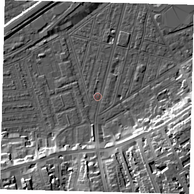 Shaded relief map of the ground around SW83RG, computed from Environment Agency LiDAR. The ground here sits at about 2 m above sea level and falls 19 m across the surrounding 800 m. Surface water reaching this point runs off ground lying to the south, 3.6 m higher.
