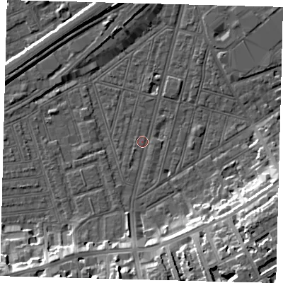 Shaded relief map of the ground around SW83RQ, computed from Environment Agency LiDAR. The ground here sits at about 2 m above sea level and falls 18 m across the surrounding 800 m. Surface water reaching this point runs off ground lying to the south, 3.9 m higher.