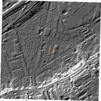 Shaded relief map of the ground around SW83ST, computed from Environment Agency LiDAR. The ground here sits at about 2 m above sea level and falls 18 m across the surrounding 800 m. Surface water reaching this point runs off ground lying to the south-south-west, 4.5 m higher.