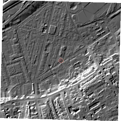 Shaded relief map of the ground around SW83TJ, computed from Environment Agency LiDAR. The ground here sits at about 2 m above sea level and falls 18 m across the surrounding 800 m. Surface water reaching this point runs off ground lying to the south-south-east, 17.7 m higher.