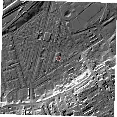 Shaded relief map of the ground around SW83TL, computed from Environment Agency LiDAR. The ground here sits at about 2 m above sea level and falls 18 m across the surrounding 800 m. Surface water reaching this point runs off ground lying to the west-south-west, 1.2 m higher.