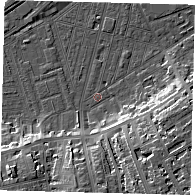 Shaded relief map of the ground around SW83TQ, computed from Environment Agency LiDAR. The ground here sits at about 2 m above sea level and falls 20 m across the surrounding 800 m. Surface water reaching this point runs off ground lying to the south-east, 18.6 m higher.