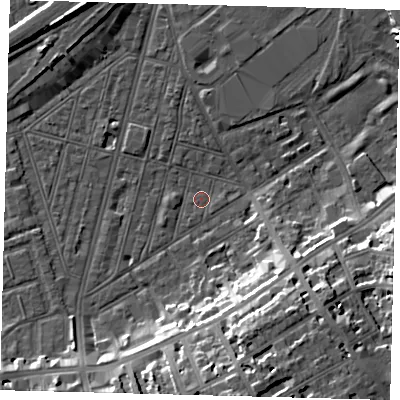 Shaded relief map of the ground around SW83TS, computed from Environment Agency LiDAR. The ground here sits at about 2 m above sea level and falls 18 m across the surrounding 800 m. Surface water reaching this point runs off ground lying to the south-south-east, 17.5 m higher.