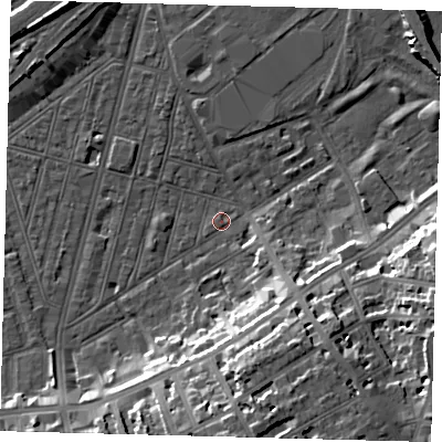 Shaded relief map of the ground around SW83TX, computed from Environment Agency LiDAR. The ground here sits at about 2 m above sea level and falls 17 m across the surrounding 800 m. Surface water reaching this point runs off ground lying to the south, 17.4 m higher.