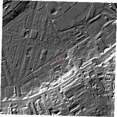 Shaded relief map of the ground around SW83TZ, computed from Environment Agency LiDAR. The ground here sits at about 2 m above sea level and falls 18 m across the surrounding 800 m. Surface water reaching this point runs off ground lying to the south, 17.6 m higher.