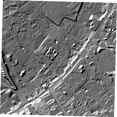 Shaded relief map of the ground around SW84HN, computed from Environment Agency LiDAR. The ground here sits at about 3 m above sea level and falls 13 m across the surrounding 800 m. Surface water reaching this point runs off ground lying to the south, 10.0 m higher.