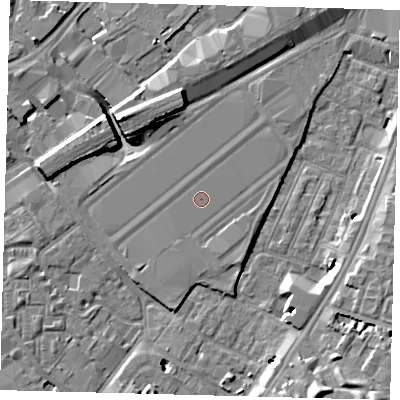 Shaded relief map of the ground around SW85JJ, computed from Environment Agency LiDAR. The ground here sits at about 3 m above sea level and falls 9 m across the surrounding 800 m. Surface water reaching this point runs off ground lying to the south-south-east, 1.0 m higher.