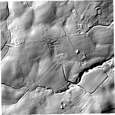 Shaded relief map of the ground around SY107EF, computed from Environment Agency LiDAR. The ground here sits at about 139 m above sea level and falls 25 m across the surrounding 800 m. Surface water reaching this point runs off ground lying to the west-north-west, 8.5 m higher.