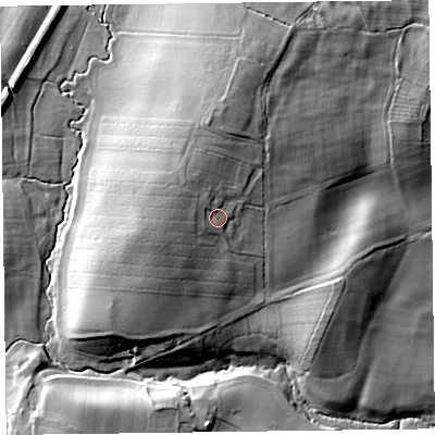 Shaded relief map of the ground around SY108AW, computed from Environment Agency LiDAR. The ground here sits at about 91 m above sea level and falls 21 m across the surrounding 800 m. Surface water reaching this point runs off ground lying to the north-north-west, 4.0 m higher.