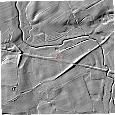 Shaded relief map of the ground around SY108QD, computed from Environment Agency LiDAR. The ground here sits at about 64 m above sea level and falls 9 m across the surrounding 800 m. Surface water reaching this point runs off ground lying to the south-east, 0.9 m higher.