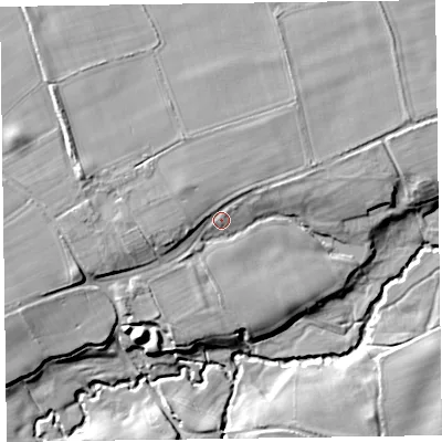 Shaded relief map of the ground around SY156SP, computed from Environment Agency LiDAR. The ground here sits at about 138 m above sea level and falls 16 m across the surrounding 800 m. Surface water reaching this point runs off ground lying to the north-west, 3.0 m higher.
