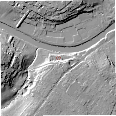 Shaded relief map of the ground around SY37FD, computed from Environment Agency LiDAR. The ground here sits at about 55 m above sea level and falls 28 m across the surrounding 800 m. Surface water reaching this point runs off ground lying to the south-south-west, 15.0 m higher.