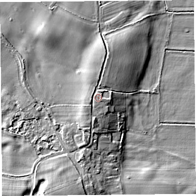 Shaded relief map of the ground around SY45SX, computed from Environment Agency LiDAR. The ground here sits at about 89 m above sea level and falls 11 m across the surrounding 800 m. Surface water reaching this point runs off ground lying to the south-west, 1.4 m higher.