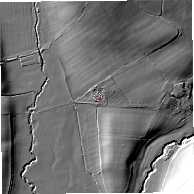 Shaded relief map of the ground around SY66RL, computed from Environment Agency LiDAR. The ground here sits at about 137 m above sea level and falls 34 m across the surrounding 800 m. Surface water reaching this point runs off ground lying to the north-north-east, 4.7 m higher.