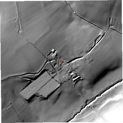 Shaded relief map of the ground around SY66RP, computed from Environment Agency LiDAR. The ground here sits at about 149 m above sea level and falls 31 m across the surrounding 800 m. Surface water reaching this point runs off ground lying to the north-west, 10.8 m higher.