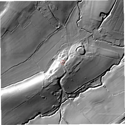 Shaded relief map of the ground around SY67EB, computed from Environment Agency LiDAR. The ground here sits at about 170 m above sea level and falls 18 m across the surrounding 800 m. Surface water reaching this point runs off ground lying to the south-east, 3.3 m higher.