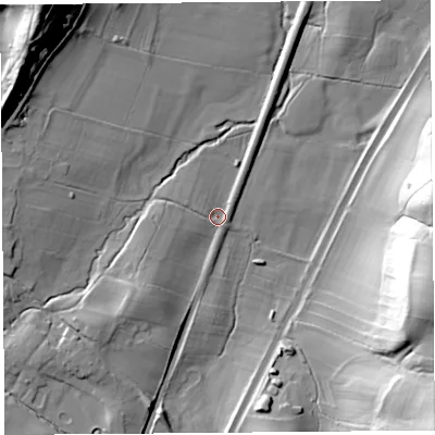 Shaded relief map of the ground around SY67JJ, computed from Environment Agency LiDAR. The ground here sits at about 173 m above sea level and falls 56 m across the surrounding 800 m. Surface water reaching this point runs off ground lying to the south-west, 11.3 m higher.