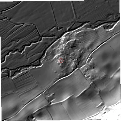 Shaded relief map of the ground around SY70HG, computed from Environment Agency LiDAR. The ground here sits at about 151 m above sea level and falls 86 m across the surrounding 800 m. Surface water reaching this point runs off ground lying to the south-east, 4.2 m higher.