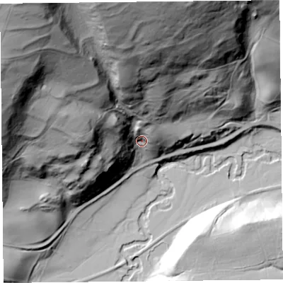 Shaded relief map of the ground around SY78BG, computed from Environment Agency LiDAR. The ground here sits at about 167 m above sea level and falls 157 m across the surrounding 800 m. Surface water reaching this point runs off ground lying to the north-west, 138.5 m higher.