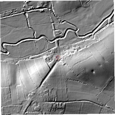 Shaded relief map of the ground around TA100AN, computed from Environment Agency LiDAR. The ground here sits at about 10 m above sea level and falls 19 m across the surrounding 800 m. Surface water reaching this point runs off ground lying to the south-south-west, 16.2 m higher.