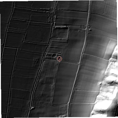 Shaded relief map of the ground around TA100QU, computed from Environment Agency LiDAR. The ground here sits at about 7 m above sea level and falls 94 m across the surrounding 800 m. Surface water reaching this point runs off ground lying to the east-south-east, 80.5 m higher.