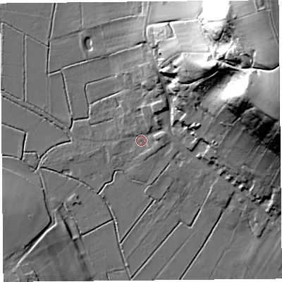Shaded relief map of the ground around TA100QW, computed from Environment Agency LiDAR. The ground here sits at about 8 m above sea level and falls 91 m across the surrounding 800 m. Surface water reaching this point runs off ground lying to the east-north-east, 81.1 m higher.